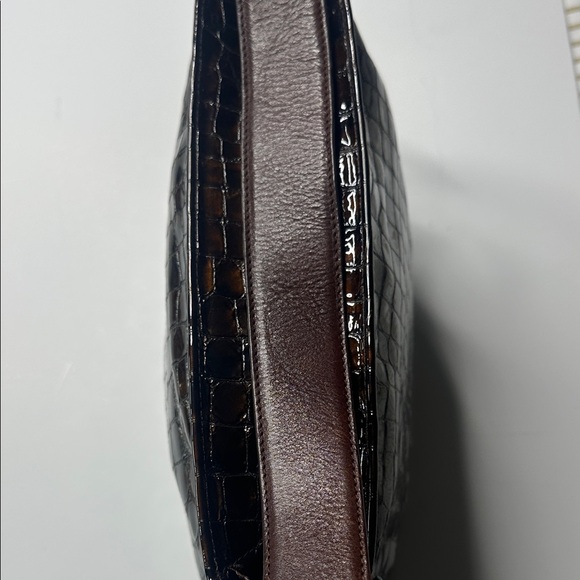 Cher Brown Patent Leather Shoulder Bag Brighton - Picture 3 of 10